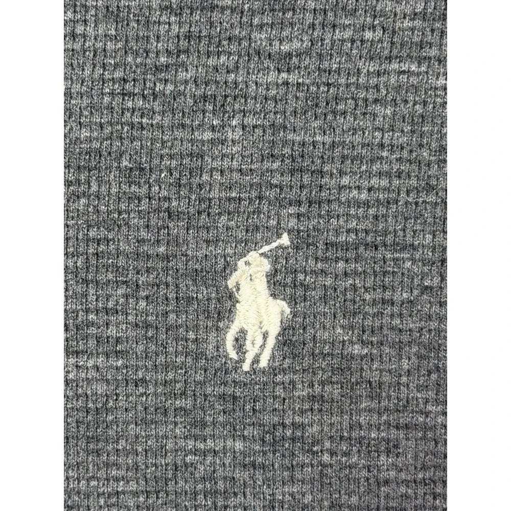 Polo Ralph Lauren Thermal Shirt Mens XL Gray Waffle Knit V‎ Neck Pony Logo